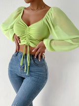 Lace up V-neck Long Sleeve | Titi Chicy Boutique