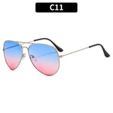2025 Double Bridge Aviator Sunglasses | Skyglow Chicy Boutique Silver Blue Pink As the picture