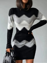 Print Slim Knitted Dress | Hazely Chicy Boutique black XXXL