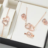 Heart Shaped Jewelry Sets Of Ring Earrings Necklace | Meshi Chicy Boutique RoseGold