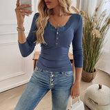 Slim Fitted Long Sleeve | Amberly Chicy Boutique Navy S