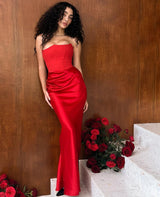 Fishbone Bandeau Slim-fit Backless Velvet Dress Black | Arabella Chicy Boutique