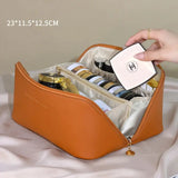 Leather Large Capacity Travel Cosmetic Bag | Maris Chicy Boutique Brown