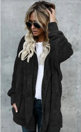 Double Fleece Cardigan Jacket | Chilluxe Chicy Boutique black 4XL