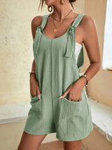 Tie Knot Strap Jumpsuits with Pockets | Serene Chicy Boutique Turquoise L