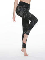 Black Floral Print Skinny Leggings | AeroFit Chicy Boutique