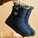 Winter Boots Waterproof, Fur-Lined, Ankle Low Heels | FrostGuard Chicy Boutique Blue 36