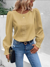 Elegant Long Sleeved Round Neck | Auburn Chicy Boutique yellow S