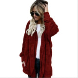 Double Fleece Cardigan Jacket | Chilluxe Chicy Boutique Burgundy XXL