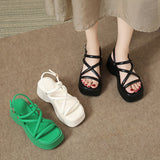 Roman Sandals Platform Cross Strap Sandals | Magnolia 0 Chicy Boutique