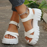 Chic Thick Bottom Heel Sandals | Eleganza 0 Chicy Boutique White 35