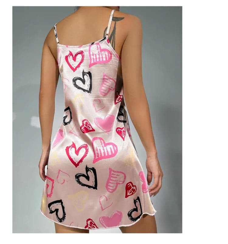 Floral Satin Mini Nightgown – Sleeveless & Silky | Yaeli
