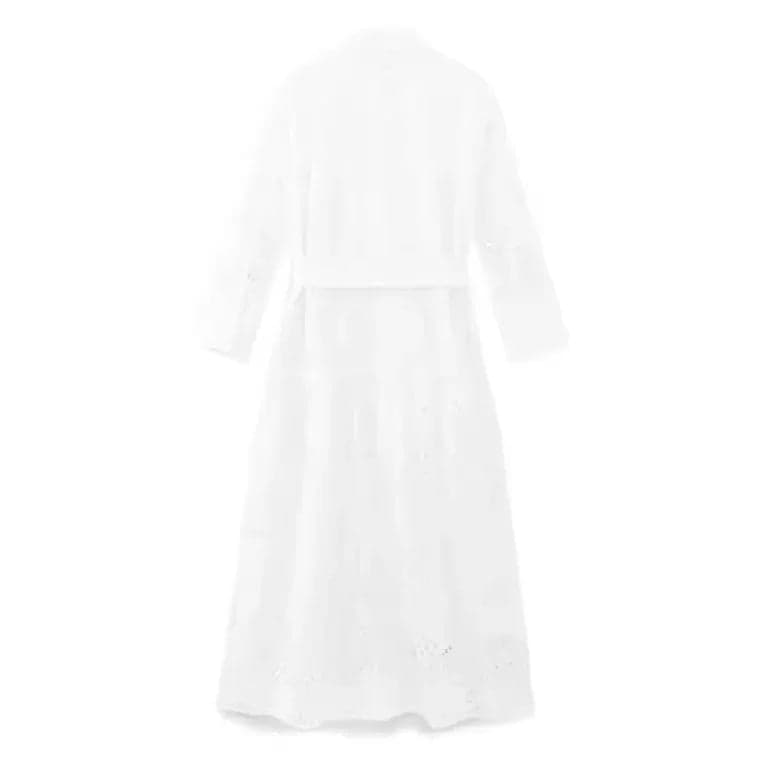 White Embroidery Midi Dresss | Avelis