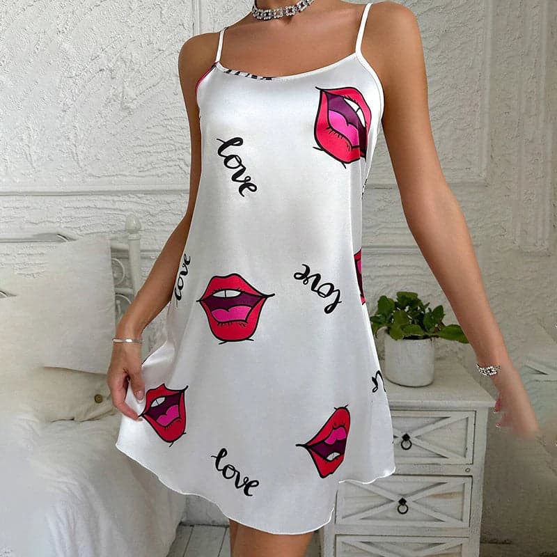 Floral Satin Mini Nightgown – Sleeveless & Silky | Yaeli