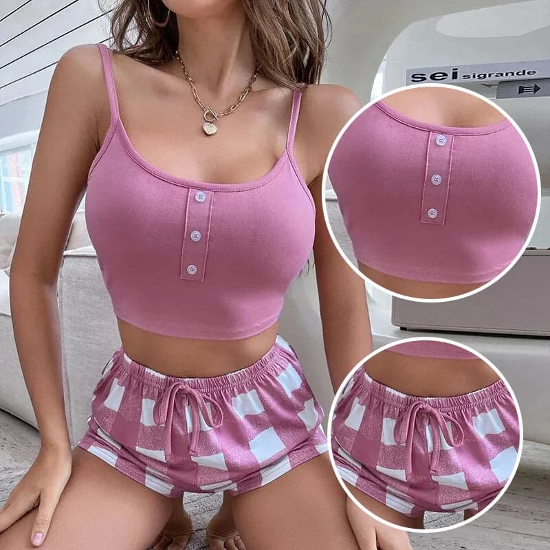Suspender Top And Checkered Shorts | Checker