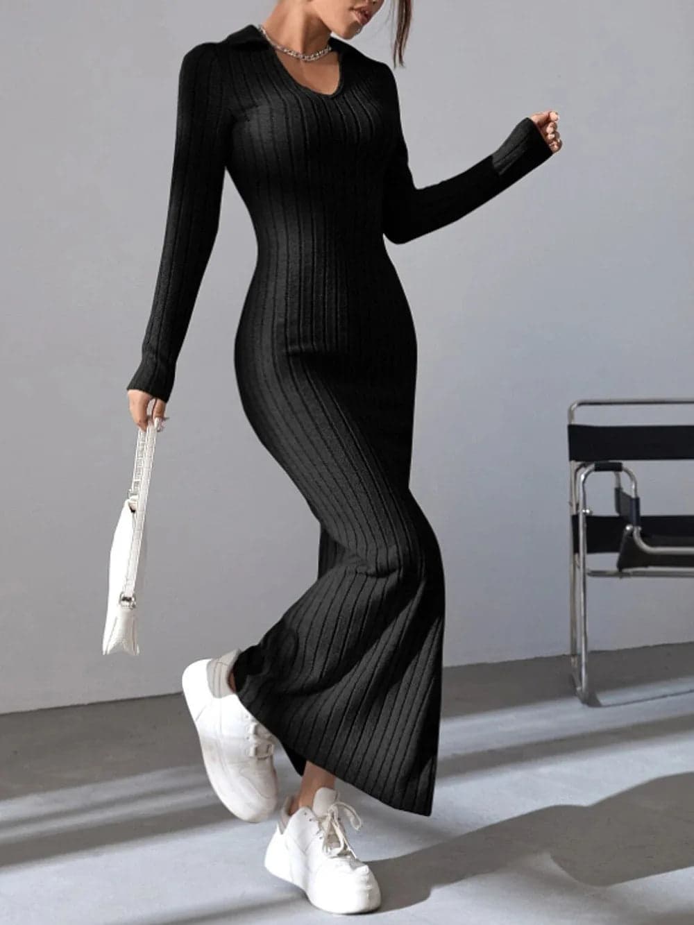 Chic Ribbed Knit Bodycon Dress | Ribella