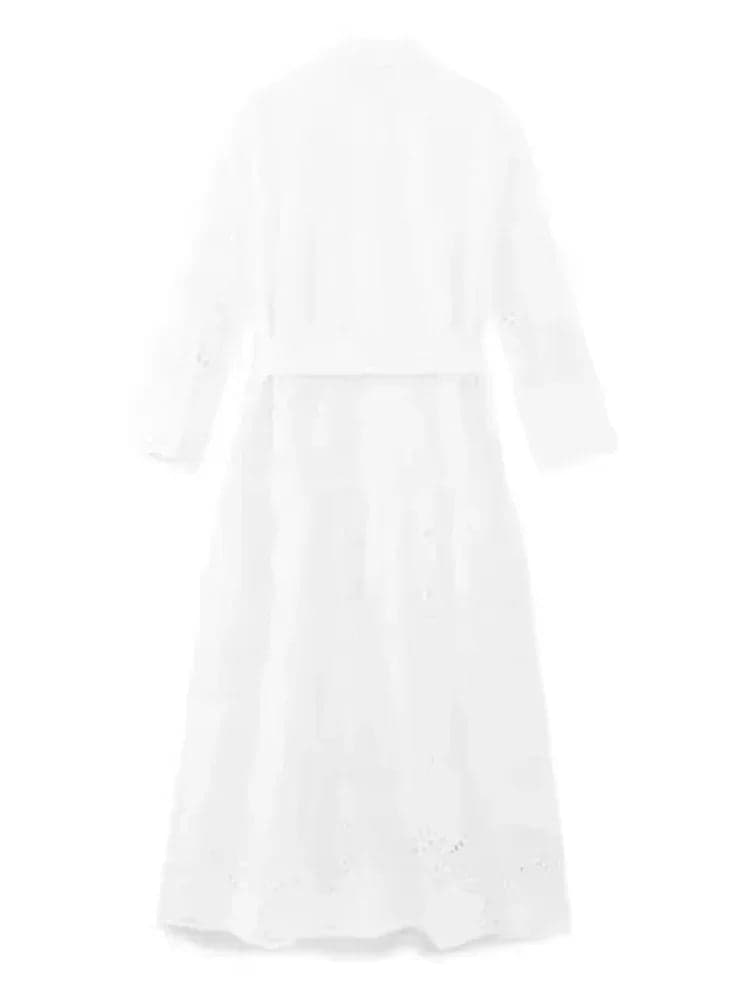 White Embroidery Midi Dresss | Avelis