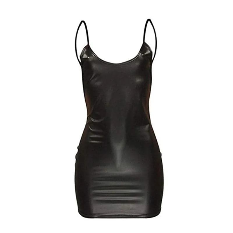 Faux Leather Backless Mini Dress | Leggix 💃