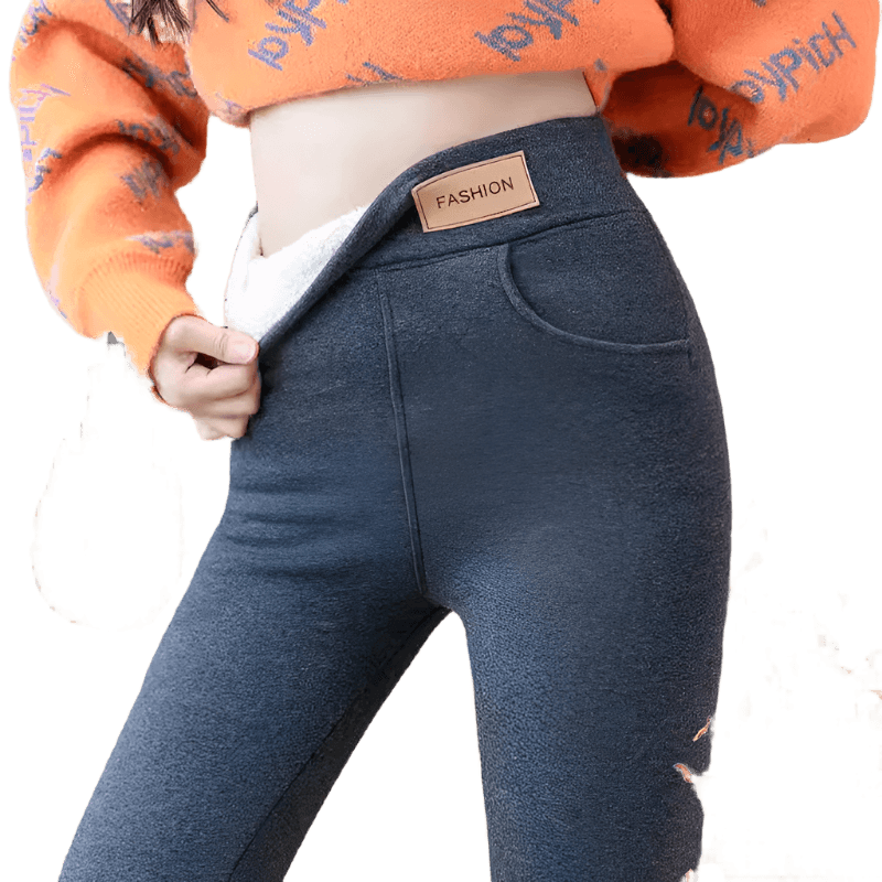 Women's winter fleece-lined high-waist skinny leggings | Lambora