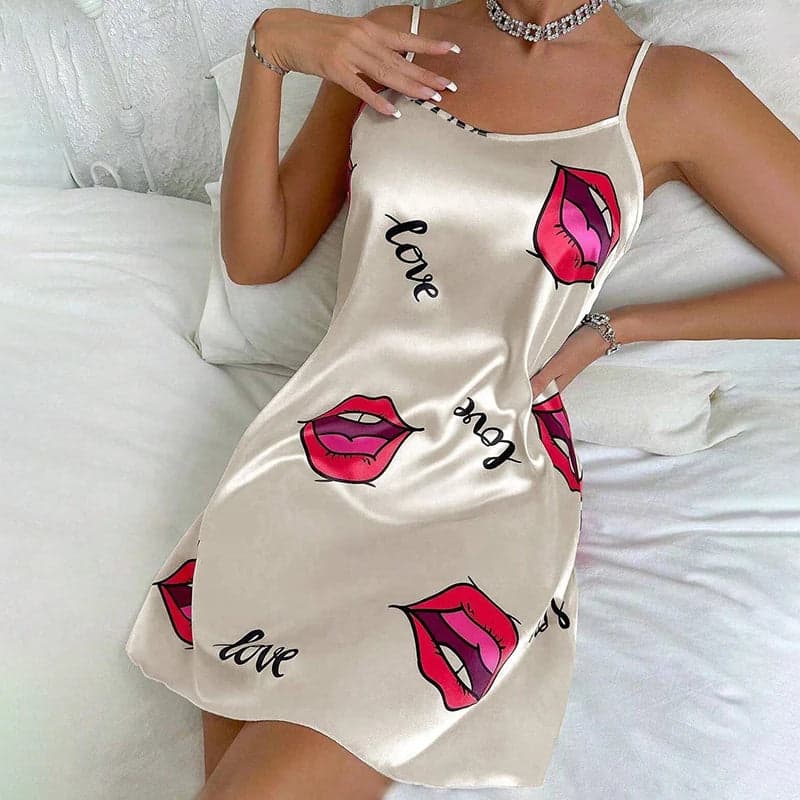 Floral Satin Mini Nightgown – Sleeveless & Silky | Yaeli