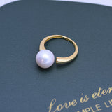 White Perfect Circle Pearl Silver Ring | Svetlana