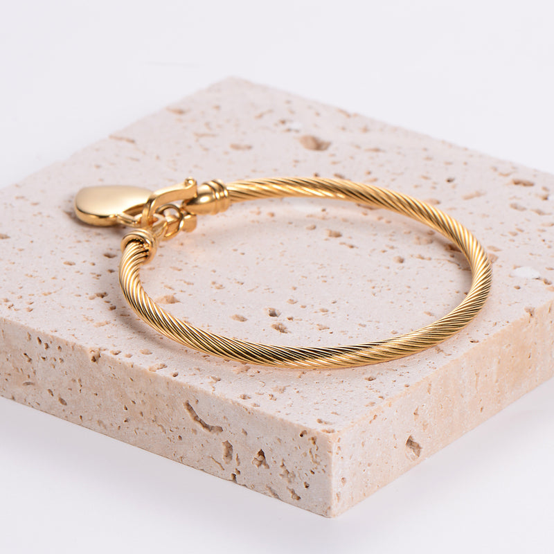 Gold Stainless Steel 3mm Wire Heart bracelet | Leah