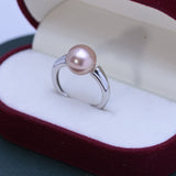 White Perfect Circle Pearl Silver Ring | Svetlana