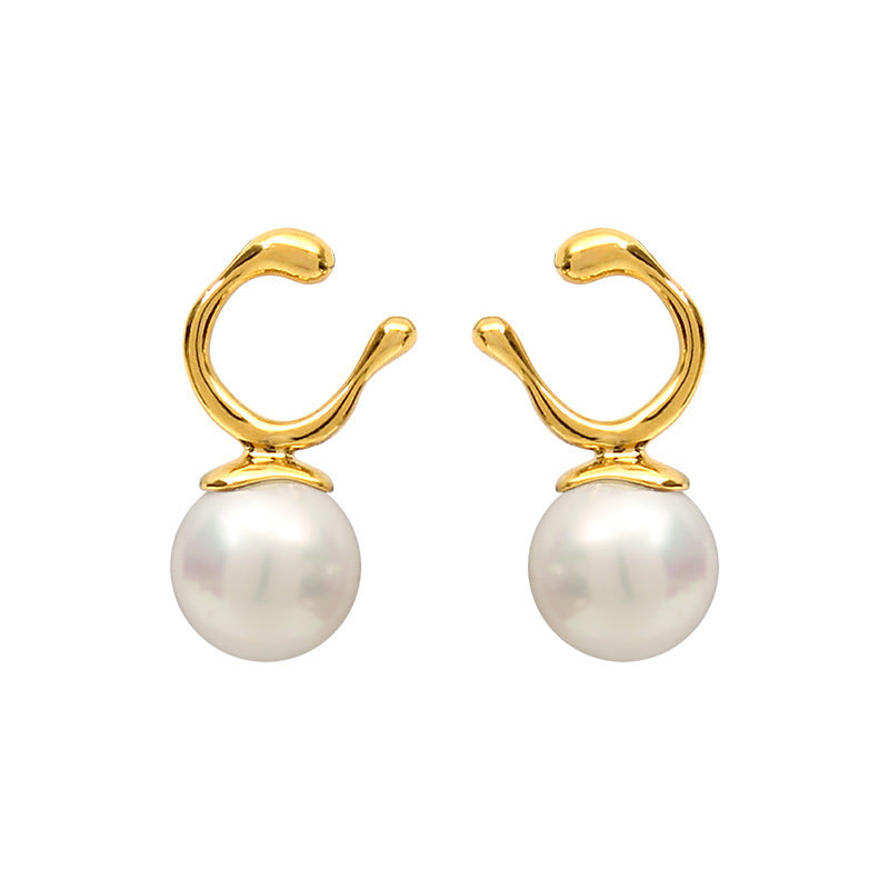 Gold-plated copper pearl earrings | Golda