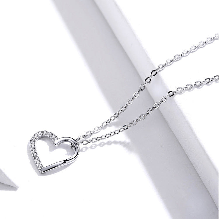 s925 Sterling Silver Hollow Heart-Shaped Necklace | Ira