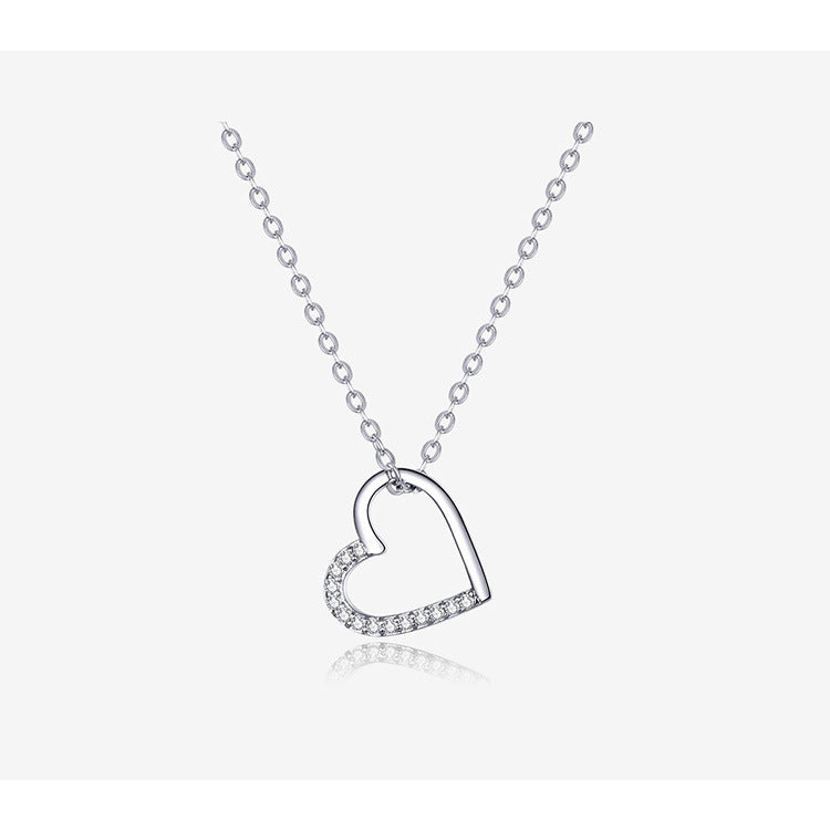 s925 Sterling Silver Hollow Heart-Shaped Necklace | Ira