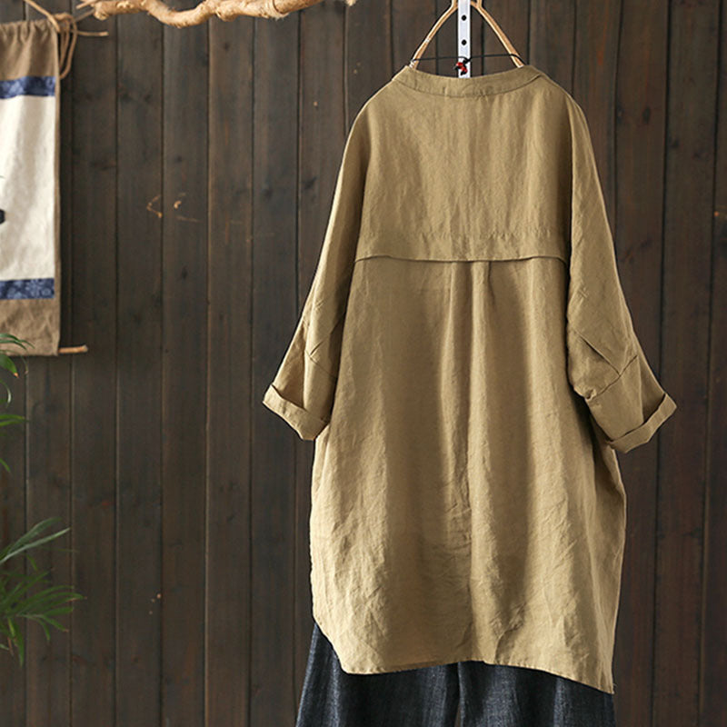 Cotton And Linen Tops, Retro Shirt - Chicy Boutique