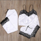 Fashion And Comfortable Lace Sling Pajama Three-piece Set - Chicy Boutique