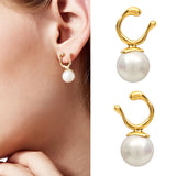 Gold-plated copper pearl earrings | Golda