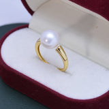 White Perfect Circle Pearl Silver Ring | Svetlana