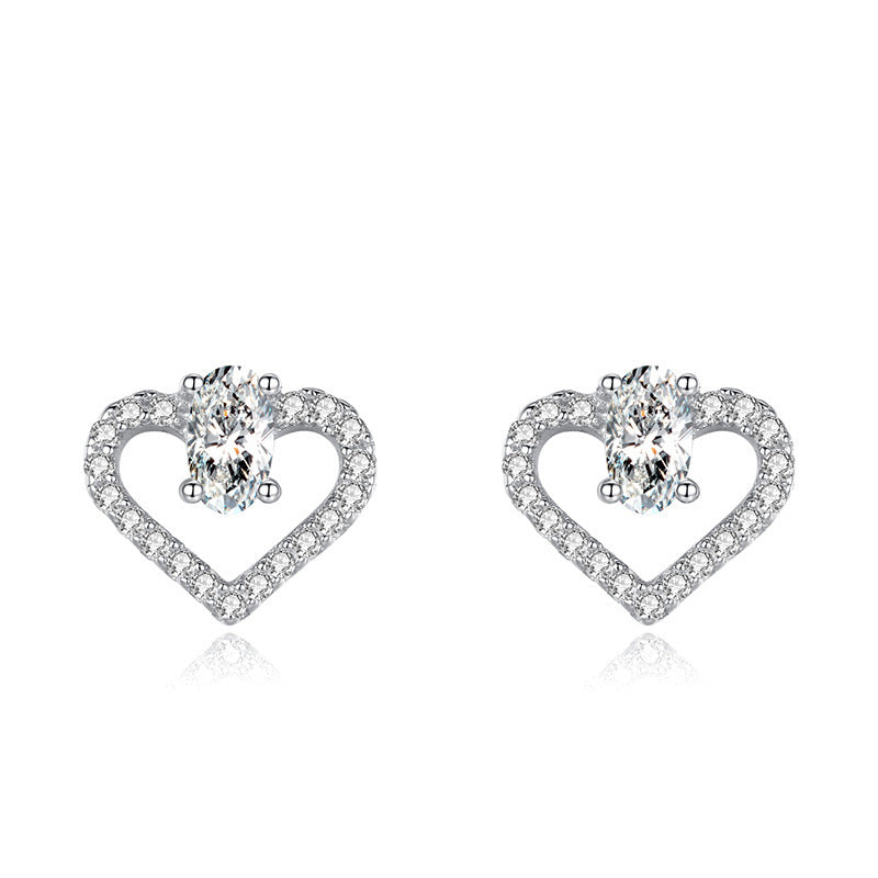 Sterling Silver Love Heart Stud Earrings | Silvya