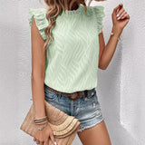 Sleeveless Chiffon Top With A Fashionable Ruffled Neckline - Chicy Boutique