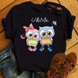 Owl Print Casual Short-sleeved | Owl