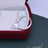 White Perfect Circle Pearl Silver Ring | Svetlana