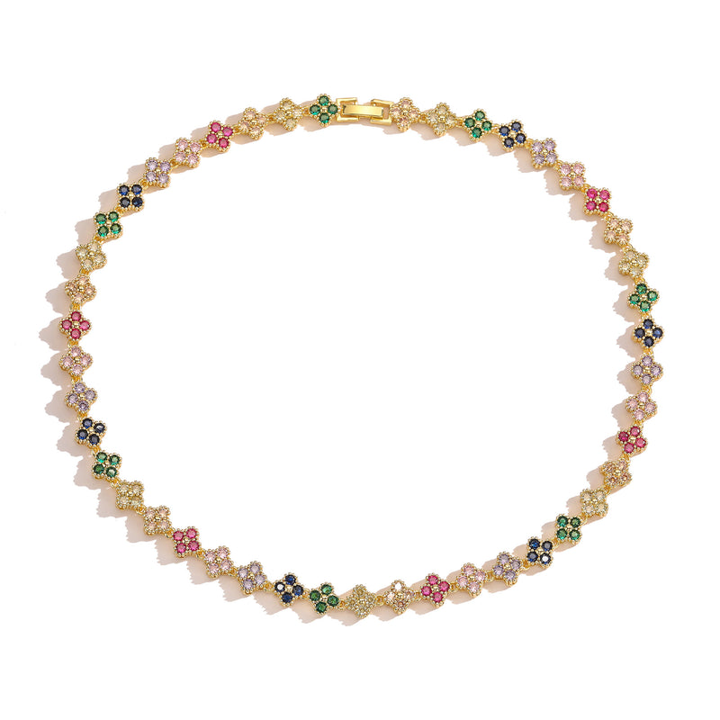 Colorful Crystals Flower Bracelet | Rainbow