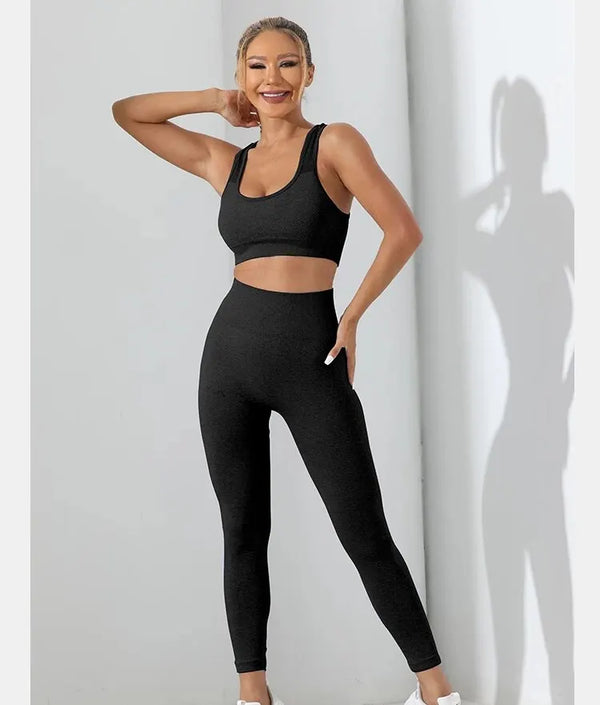 2 pcs Crisscross Back Cami Hip-hugging Tummy Control Leggings | Crisback