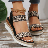 Leopard Wedge Heel Sandals | Glida