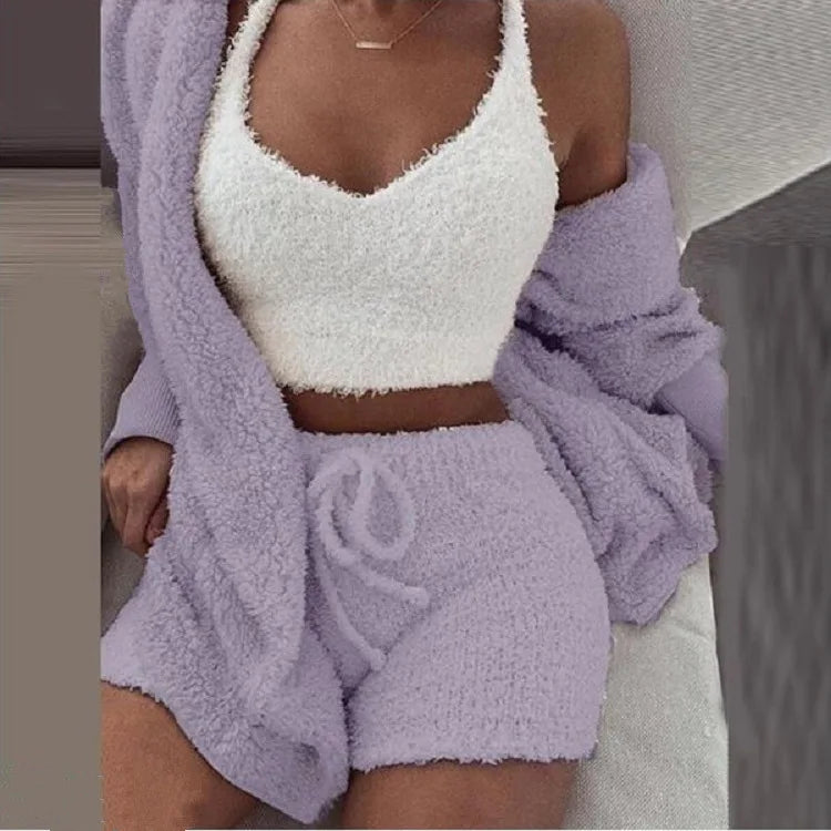 3-set Fluffy Pajamas Set | Polishia