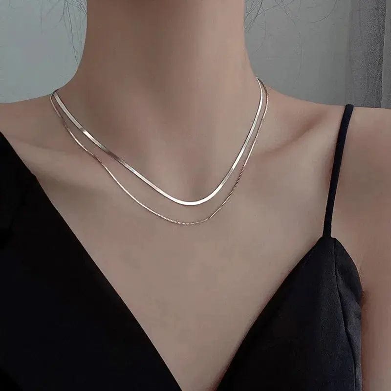 Silver Double Layer Snake Chain - Chicy Boutique