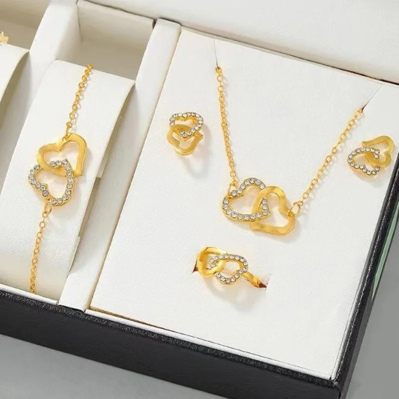 Heart Shaped Jewelry Sets Of Ring Earrings Necklace | Meshi