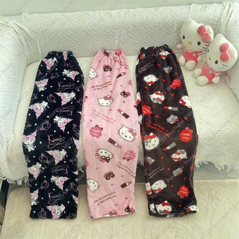 Hello Kitty Pants Women Pajama Coral Velvet - Chicy Boutique