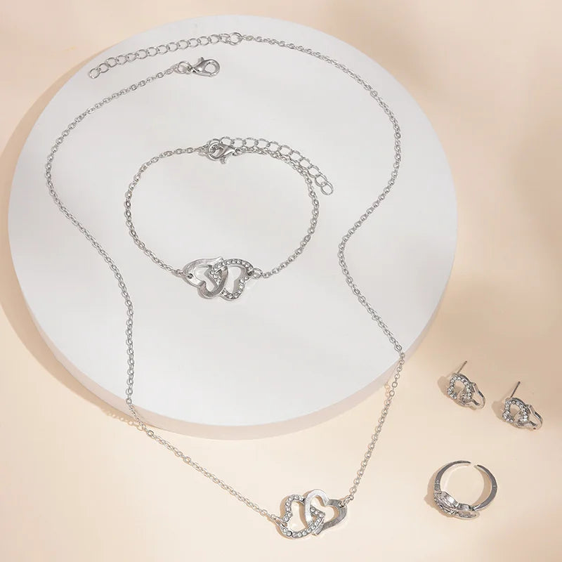 Heart Shaped Jewelry Sets Of Ring Earrings Necklace | Meshi