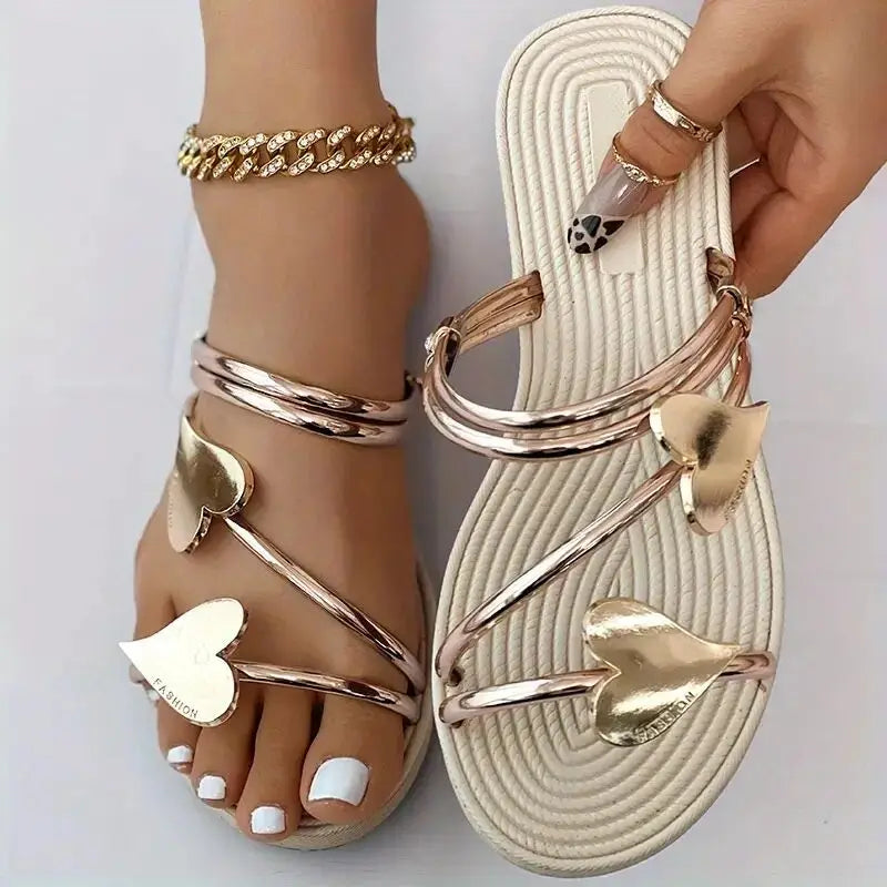 Heart Flat Sandals | Malka