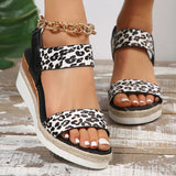 Leopard Wedge Heel Sandals | Glida