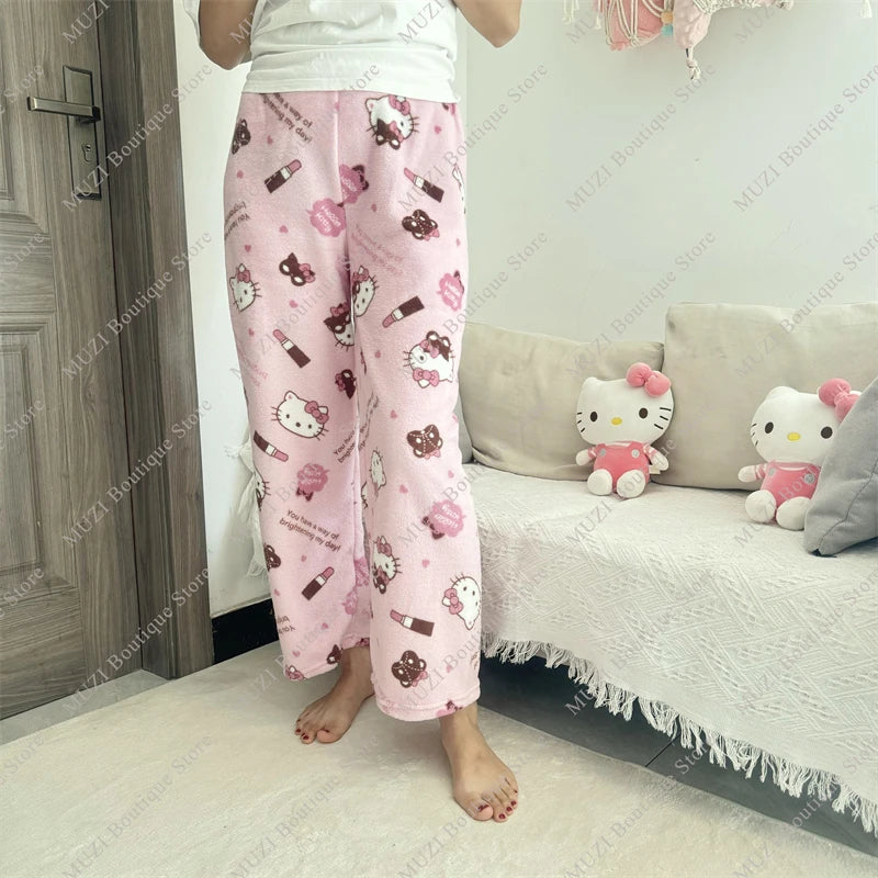 Hello Kitty Pants Women Pajama Coral Velvet - Chicy Boutique