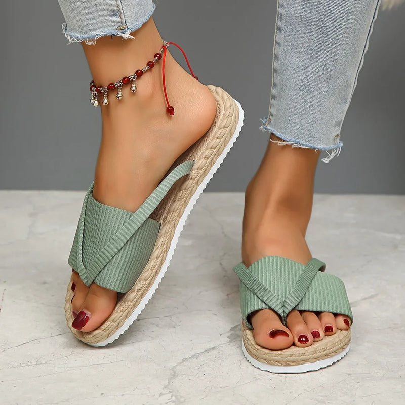 Cross Flat with A Word Beach Slippers | Secret